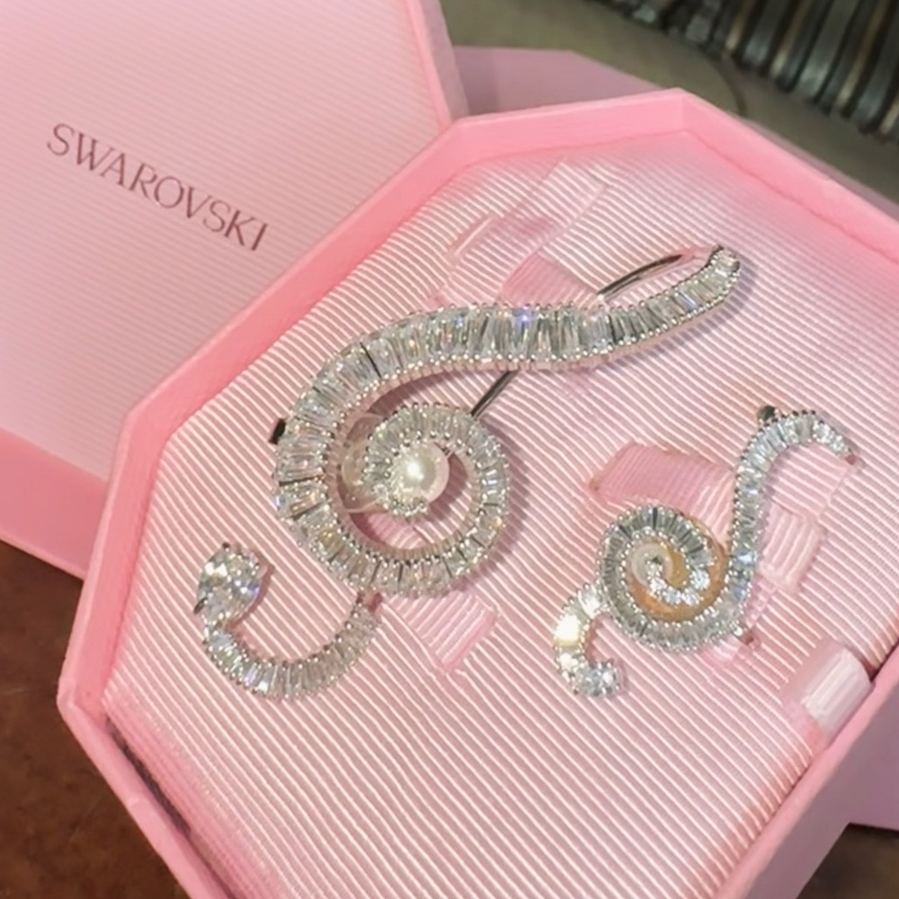 Swarovski Silver Swirl Crystal Earrings